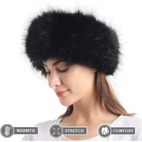 Faux Fur Ear Warmer Headband – Soft Stretch Winter Earmuff
